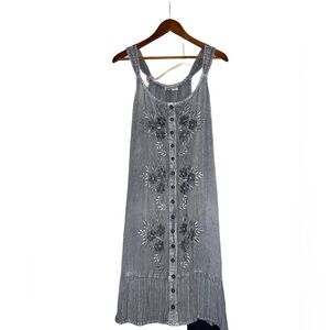 Boho Embroidered Button-Down Dress